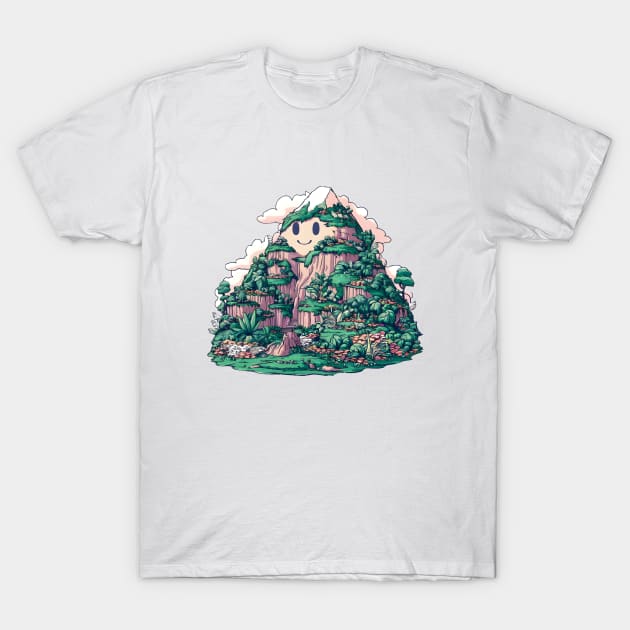 Peak State Mountain Cartoon T-Shirt by Hacienda Gardeners